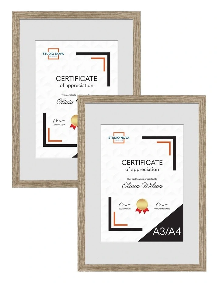 Premium Natural Picture Photo Frame A3 to A4 Set of 2 in Oak