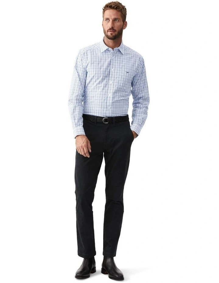 Collins Check Long Sleeve Shirt in Pale Blue/White