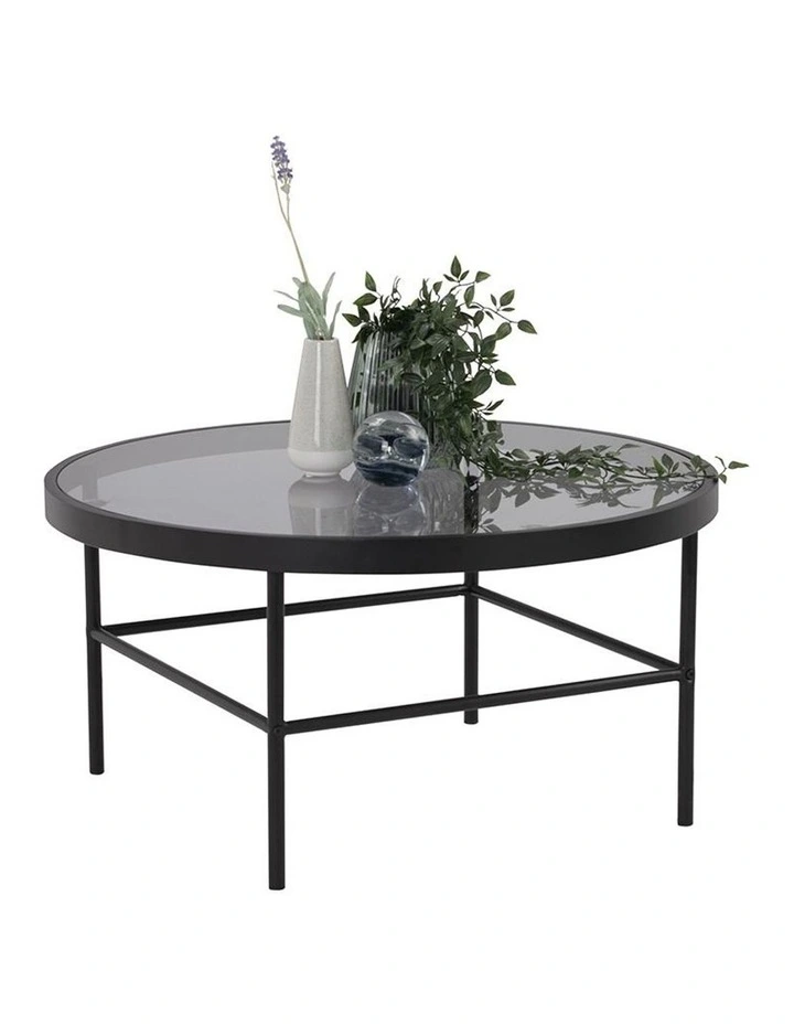 Cashel Round Coffee Table 80cm Smoke & Black