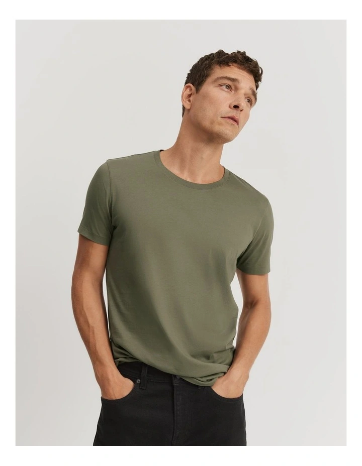 Pima Cotton Crew T-shirt in Army Green