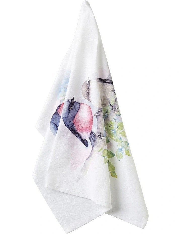 Katherine Castle Pink Robin Bird Life Tea Towel 50x70cm in Mixed Colours