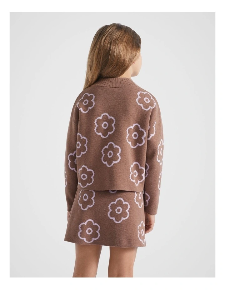 Flower Knit Sweater in Cocoa