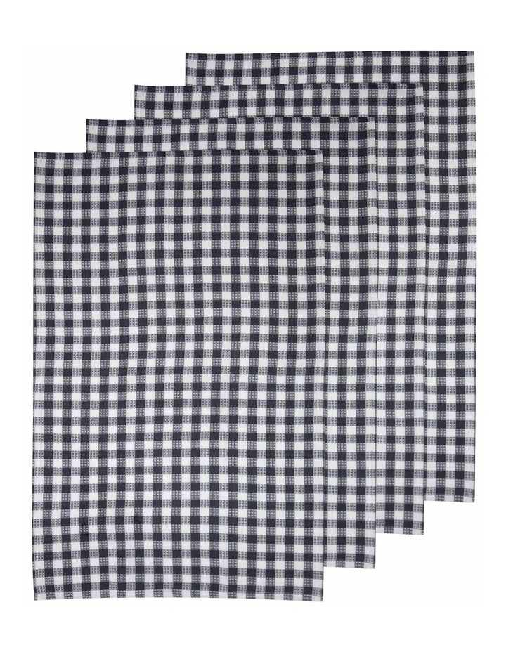 Waffle Kitchen Towel 4 Pack in Black