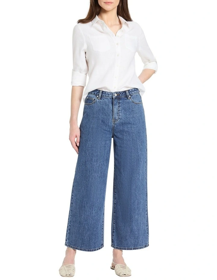 Jude Wide Leg Crop Jeans in Flat Marine