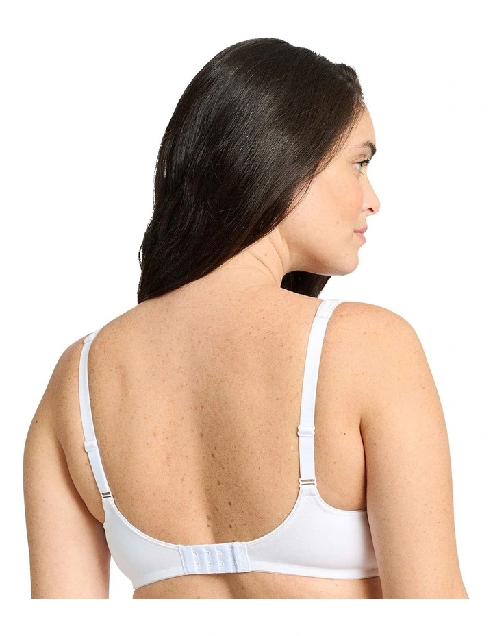 Lucie Organic Cotton Wide Strap Wirefree Bra in White