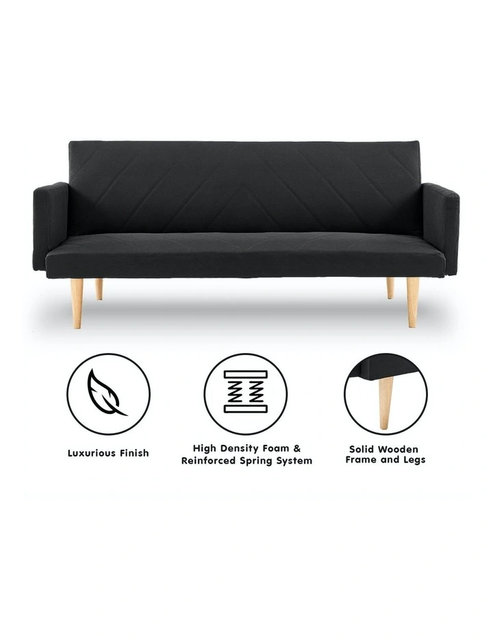 3 Seater Sofa Bed Lounge Couch Modular Furniture Home Linen Fabric Black