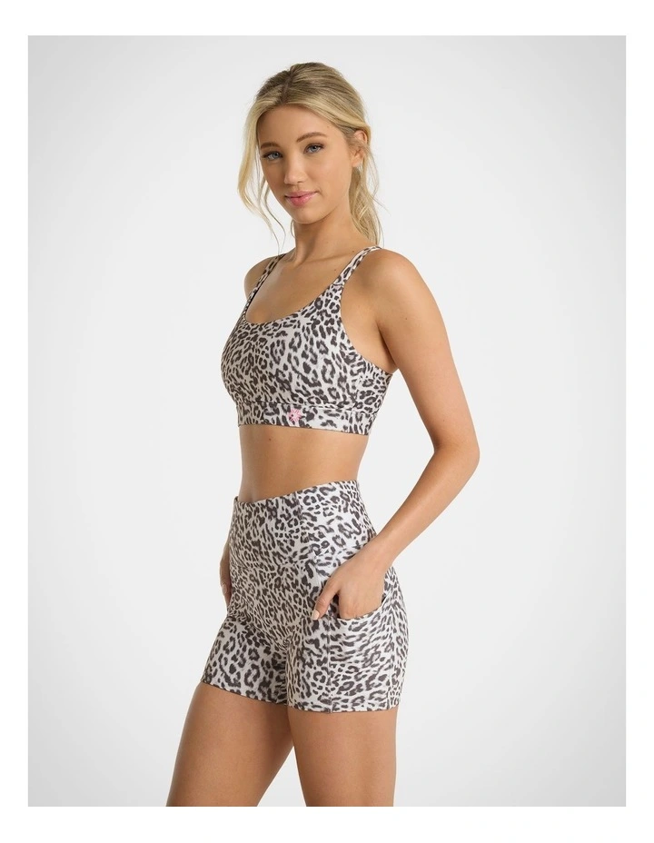 Gym and Swim Medium Impact Sports Bra in Grey Animal