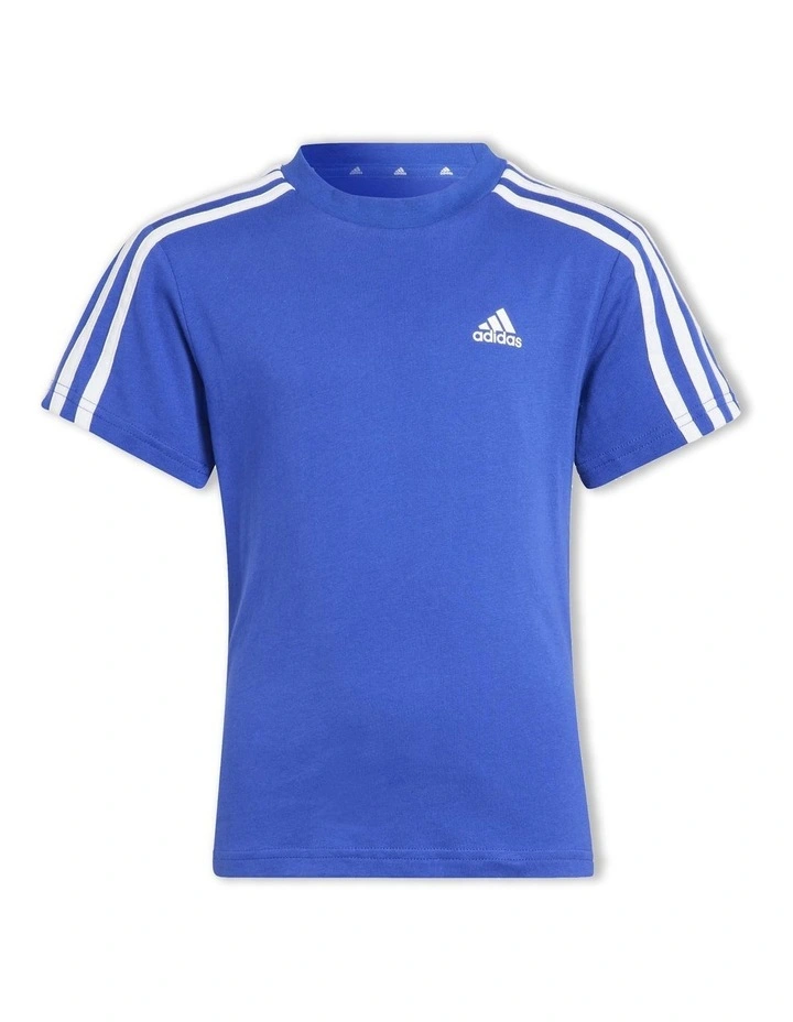 Essentials 3-Stripes Cotton T-shirt in Semi Lucid Blue/White