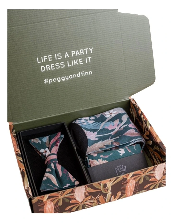 Blooms Bow Tie Gift Set in Blue