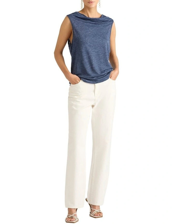 Larissa Cowl Neck Tee in Slate Melange