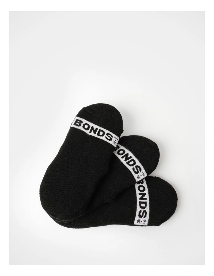 Logo 3D Sneaker Socks 3 Pack in Black