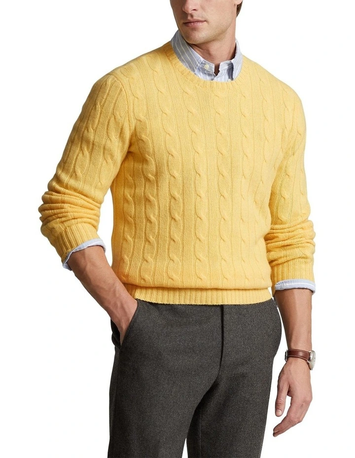 The Iconic Cable-Knit Cashmere Sweater in Yellow