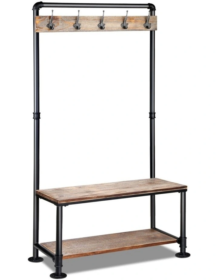 Clothes Rack Coat Stand Garment Organizer Retro Hanger Wooden Airer Shelf