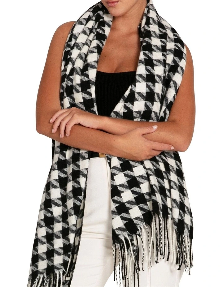 Return To Sender Houndstooth Scarf in Black/White