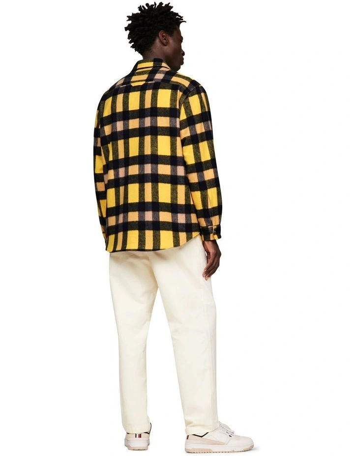 Wool Blend Check Overshirt in Yellow