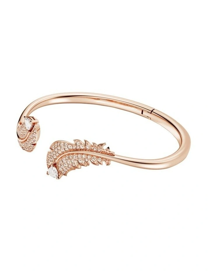 Nice Bangle Feather Rose Gold-Tone Plated in White