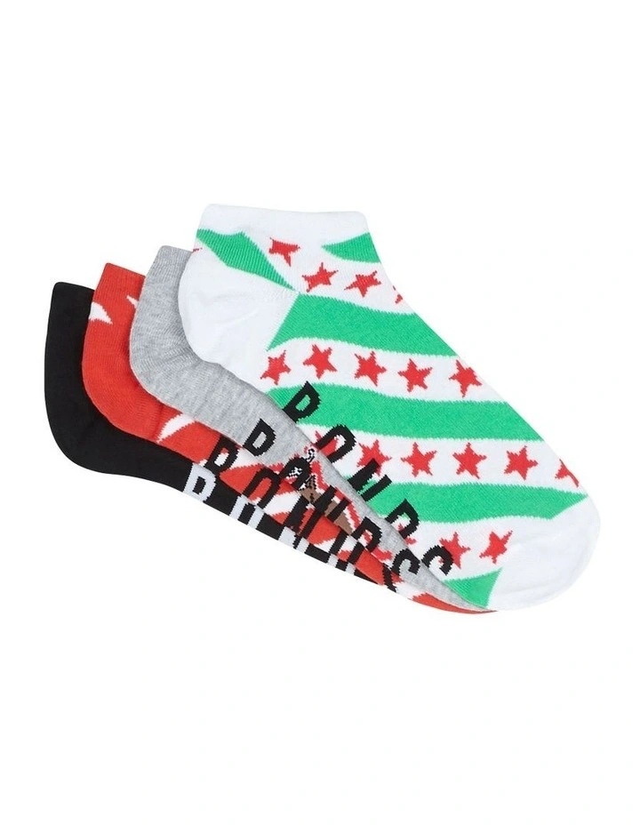 Pattern Low Cut Socks Gift Box 4 Pack in Christmas