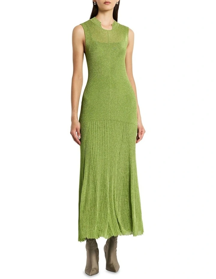Knit Dress in Metallic Lime