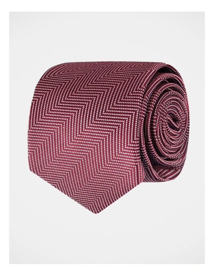 Herringbone Silk Tie Red