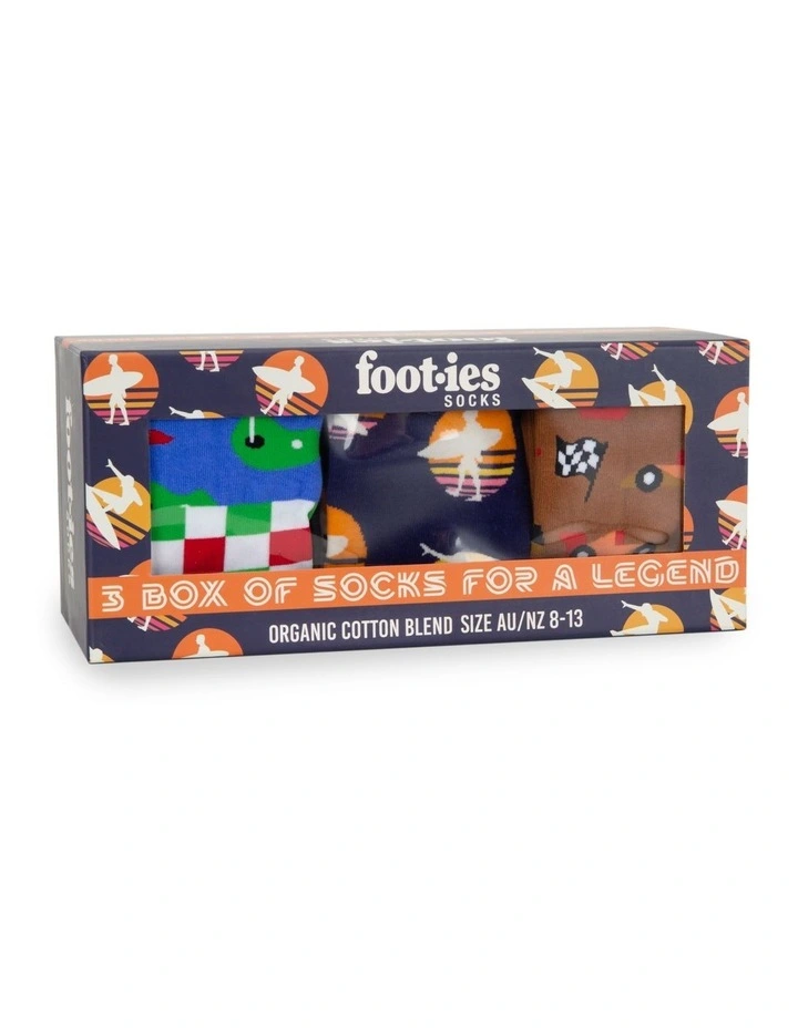 Legend Organic Cotton Sock 3 Pack Gift Box in Multi