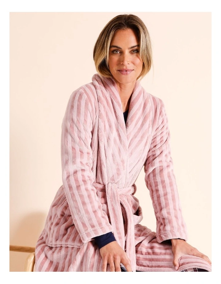Fleece Long Robe in Pink