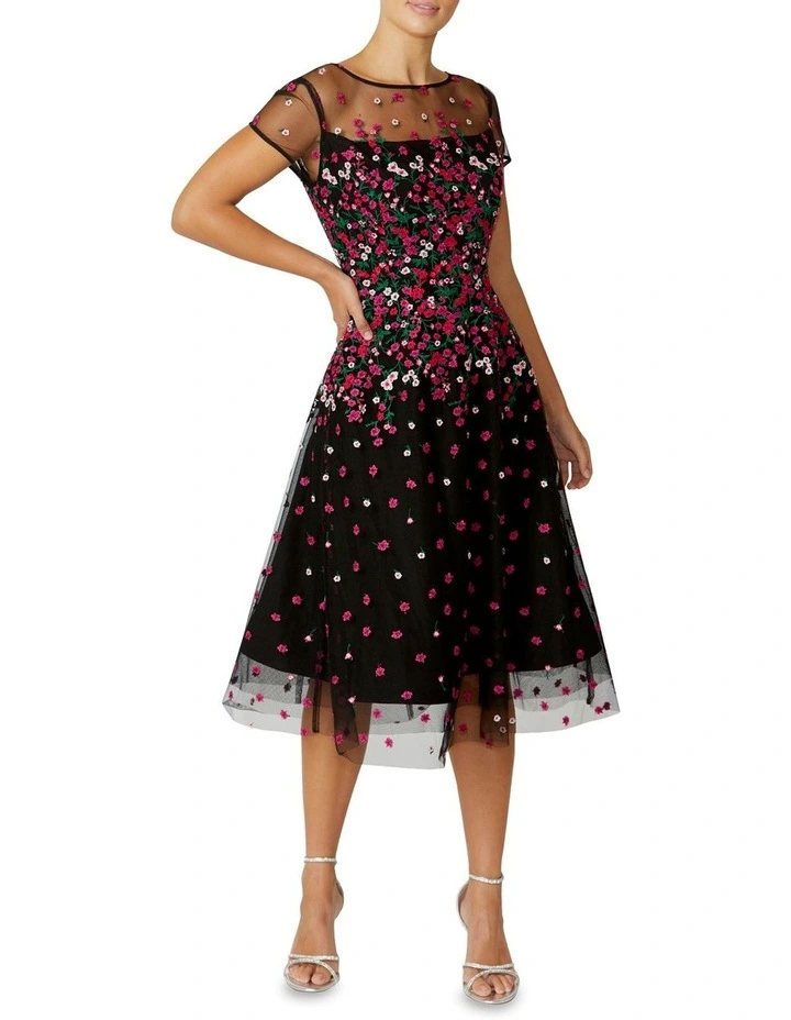 Leila A-Line Dress in Black/Pink