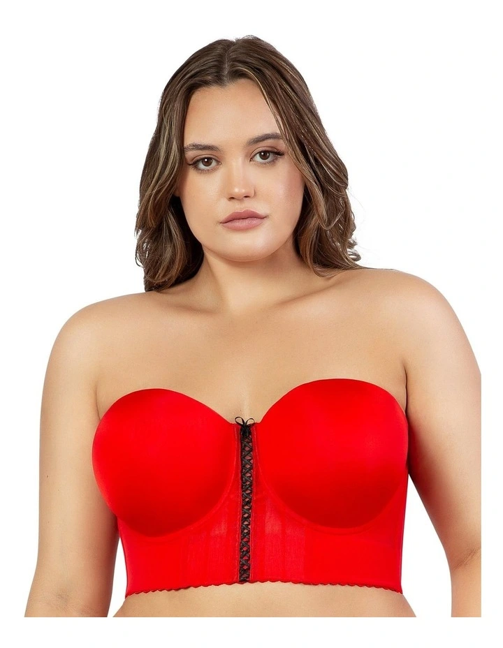 Shea Bustier Style Longline Strapless Bra in Racing Red
