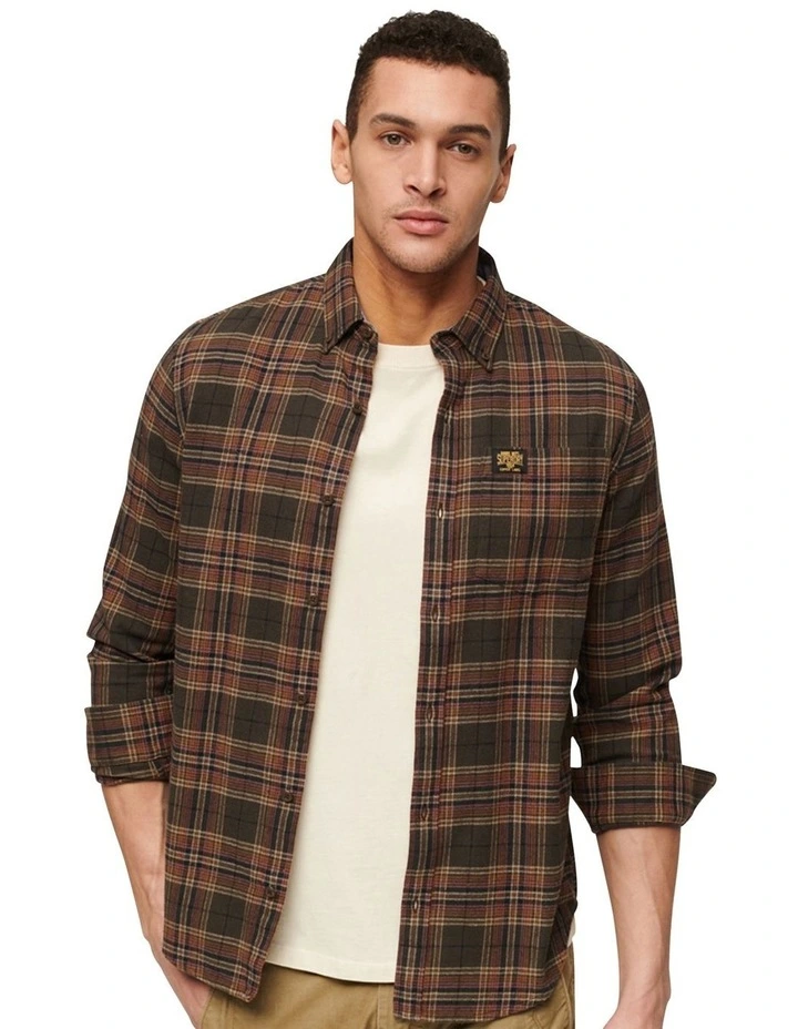 Cotton Lumberjack Shirt in Drayton Check Olive