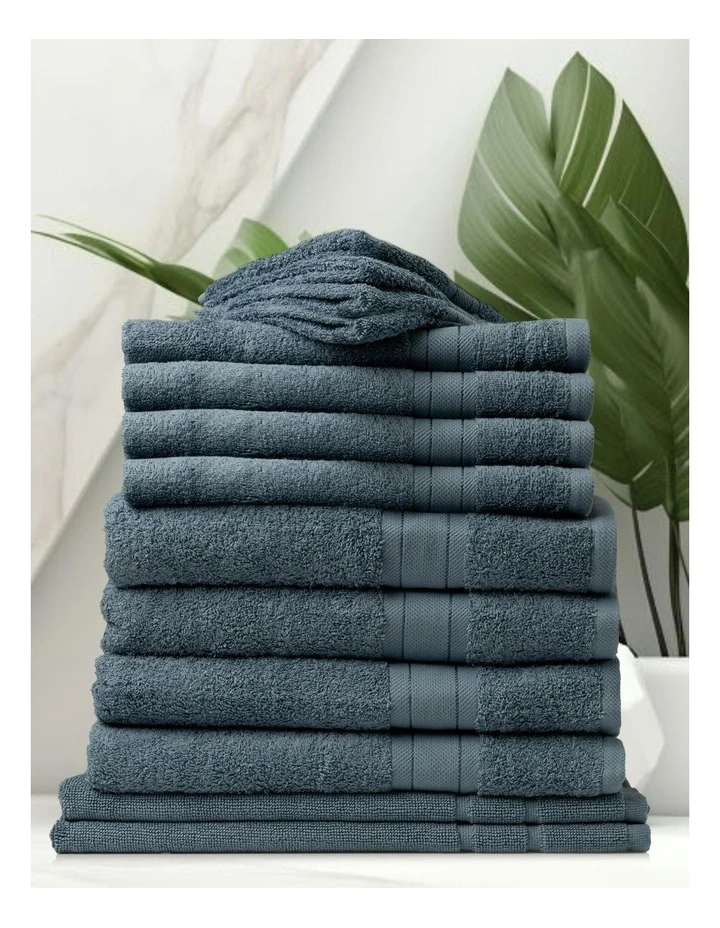 Mirage Cotton 14 Piece Towel Set in Denim