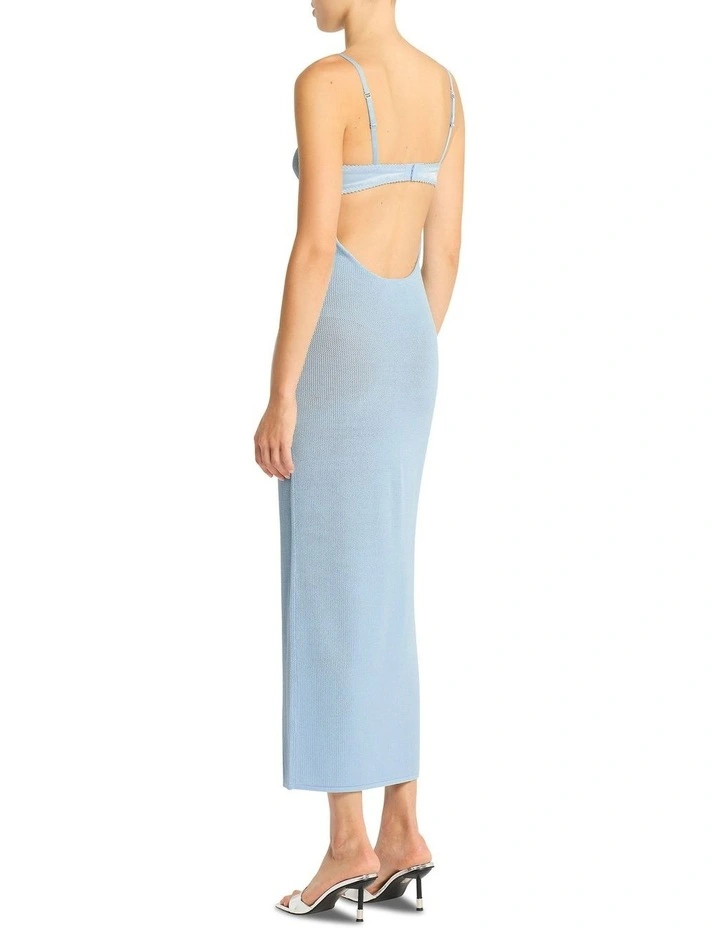 Dream Weaver Knit Dress in Two Tone Blue