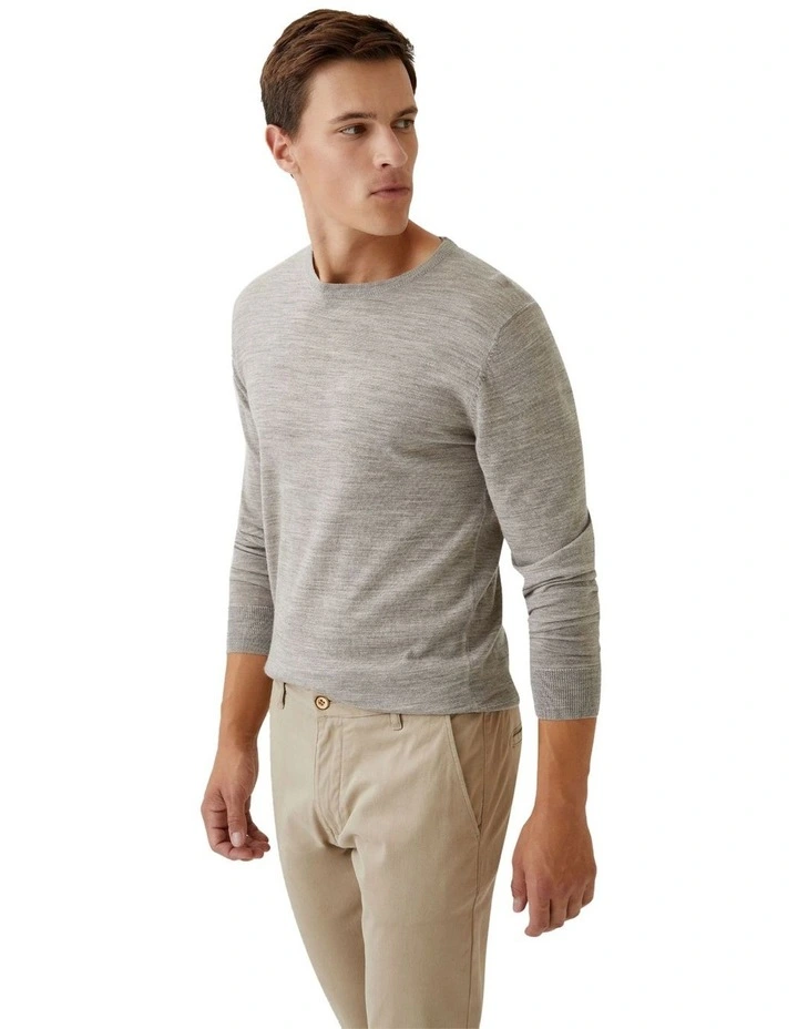 Crew Neck Merino Wool Knit in Fawn