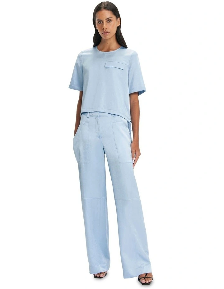 Satin Utility T-Shirt in Sky
