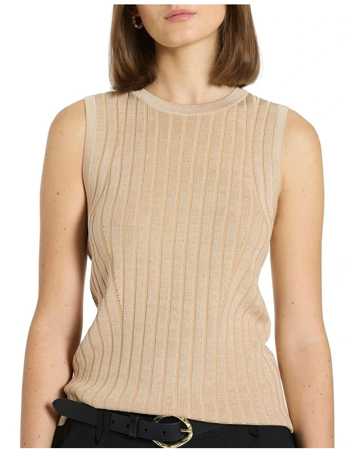 Carmella Rib Knit Tank in Sandstone