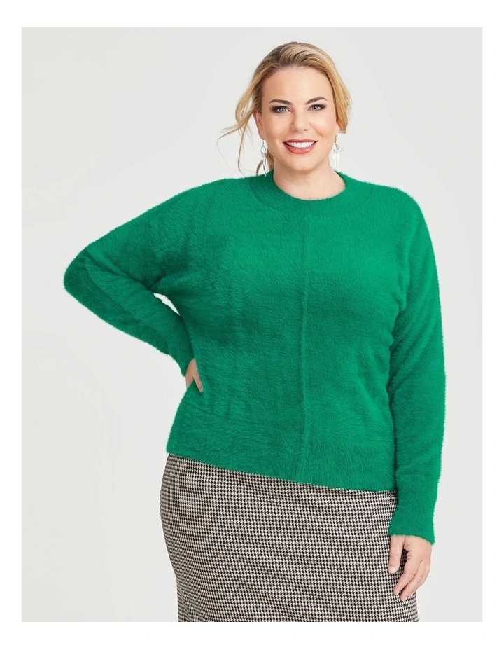 Mock Neck Seam Jumper in Eden Green