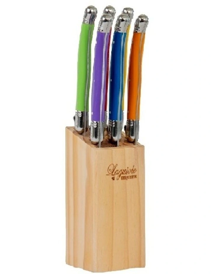 Stainless Steel Steak Knife with Square Block 7 Piece in Multi