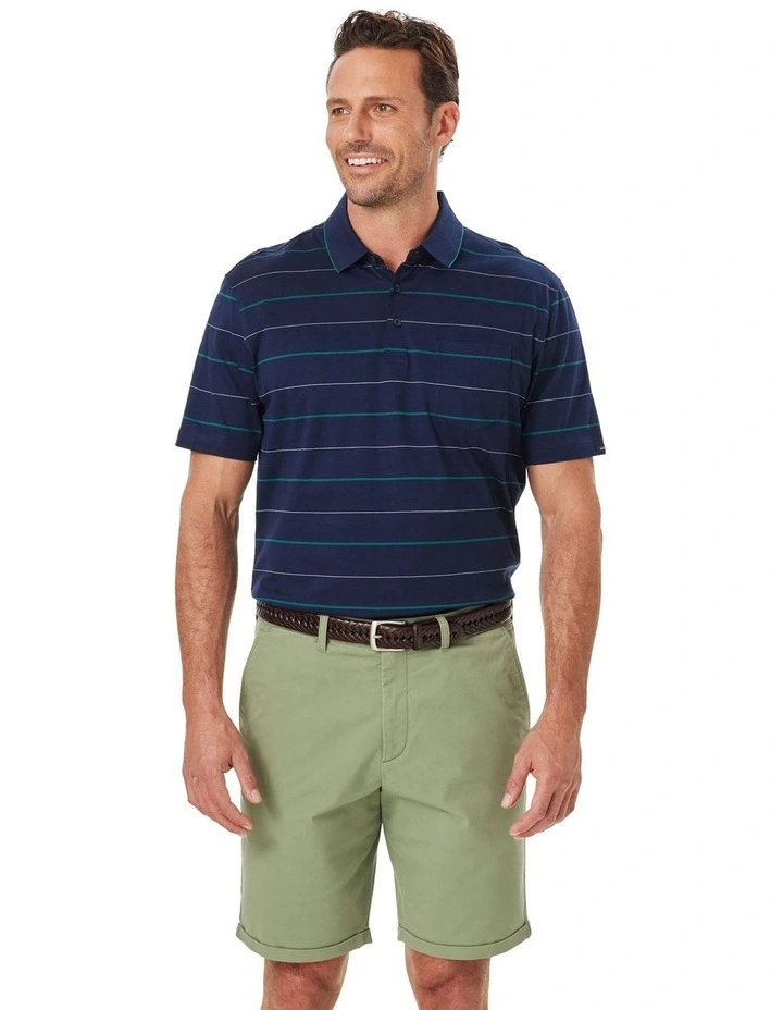 Smart Stripe Polo Shirt in Navy