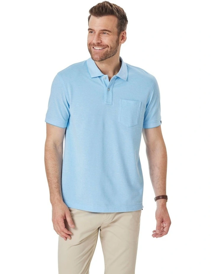 Oxford Pocket Polo Shirt in Sky Blue