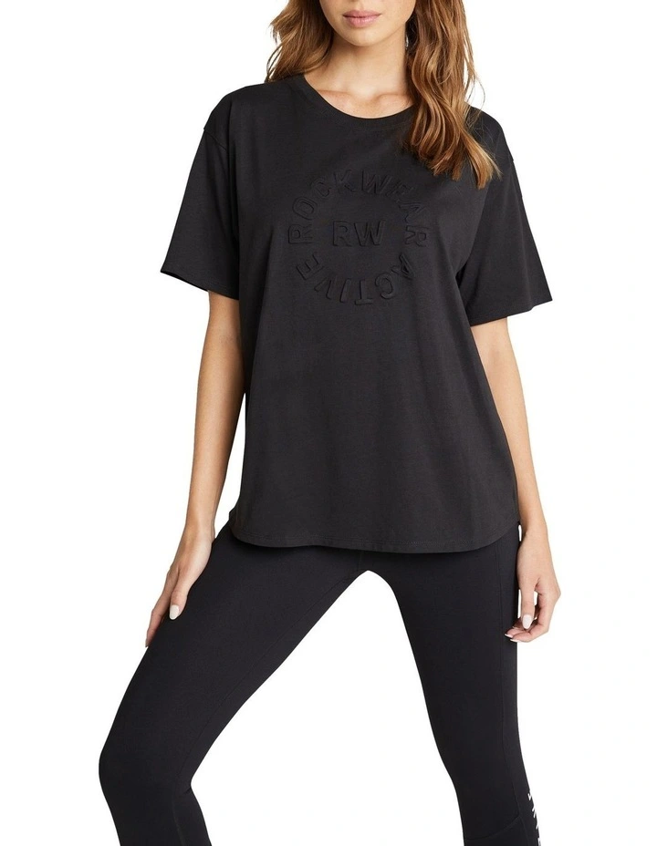 Embossed Boyfriend Tee in Black