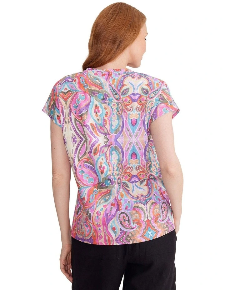 Angel Paisley Tee in Pink/White