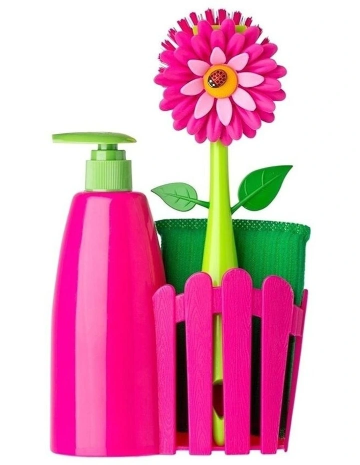 Vigar Flower Power Sink Caddy Set With Dispenser 340ml 3 Pieces in Pink