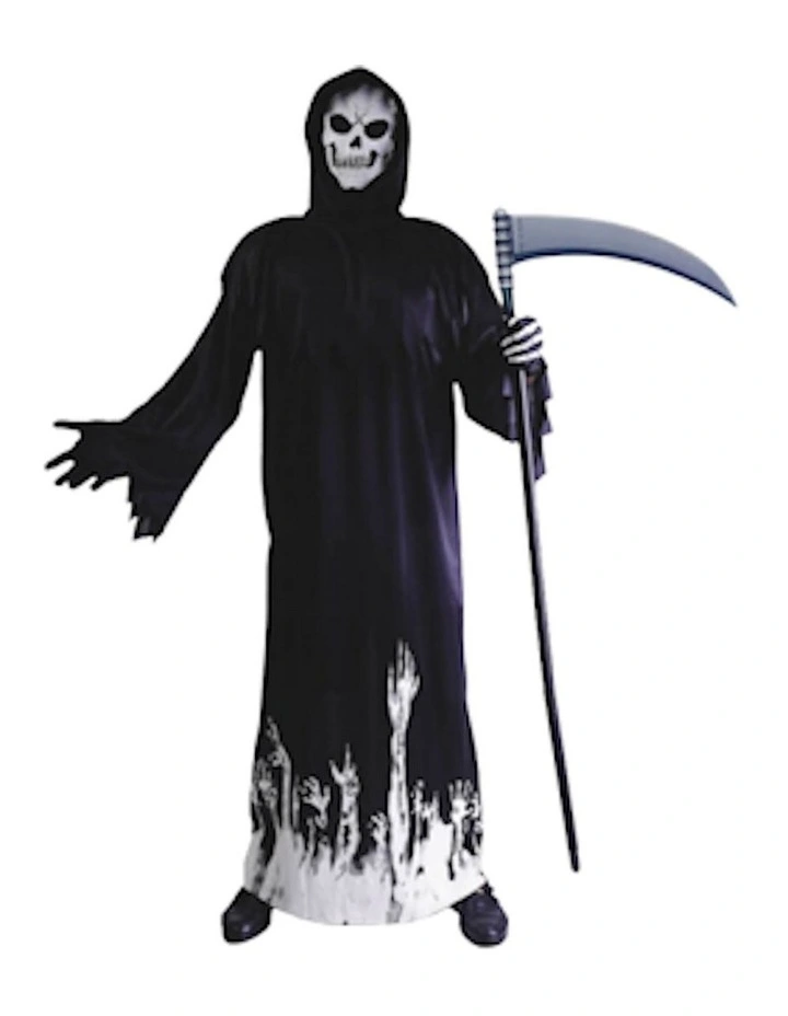 Glow in the Dark Skeleton Reaper Halloween Costume in Multi