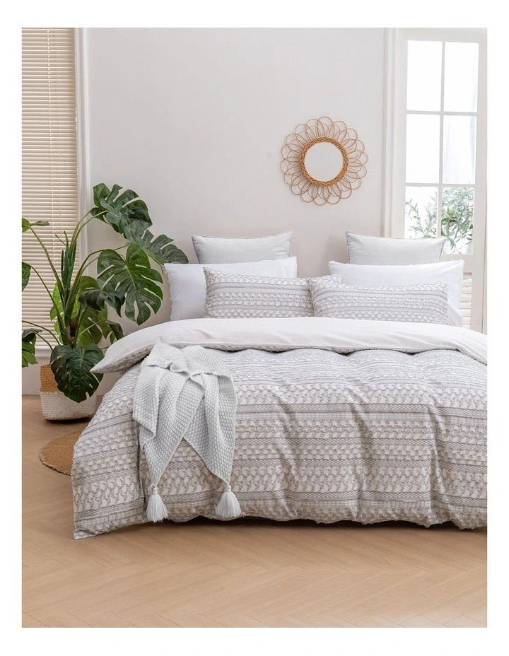 Indiana Eyelash Jacquard Quilt Cover Set in Grey