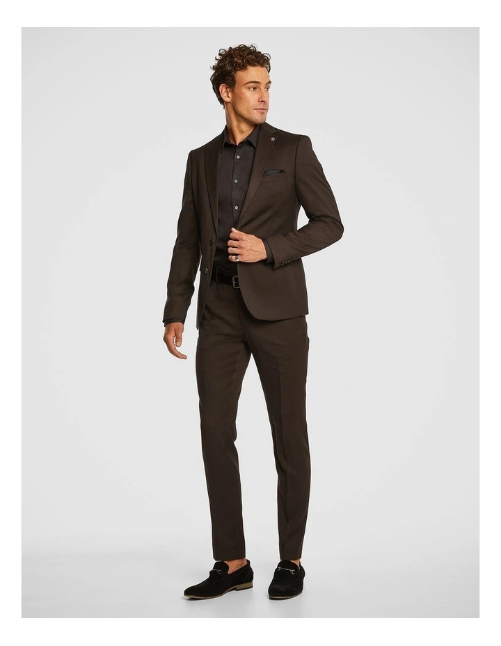 Shelby Skinny Suit Jacket in Chocolate