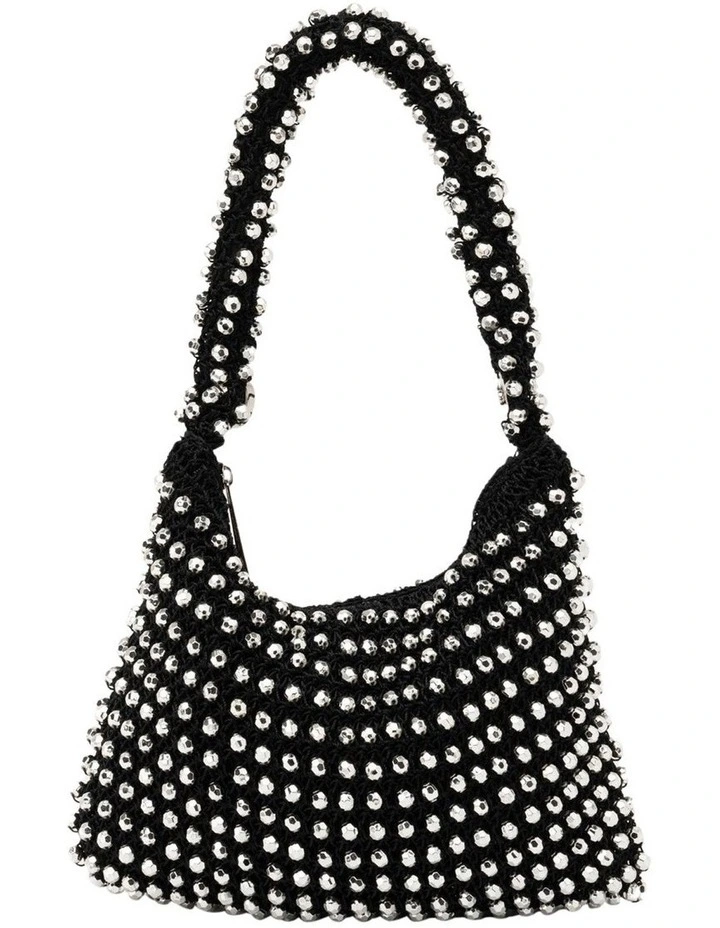 Tiana Dainty Beaded Bag in Black/Silver