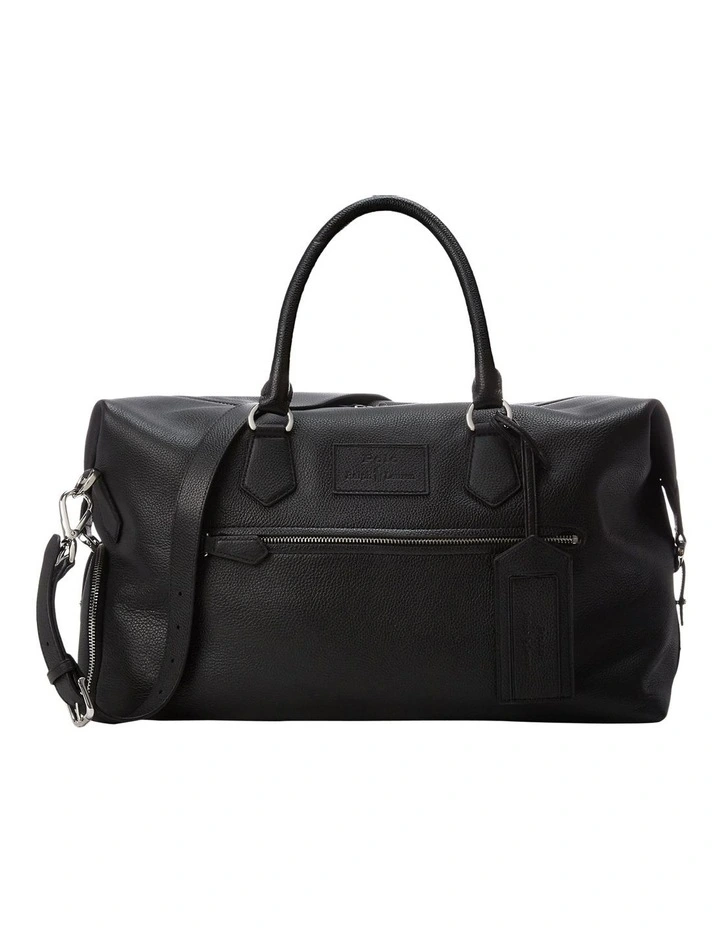 Pebbled Leather Duffel in Black
