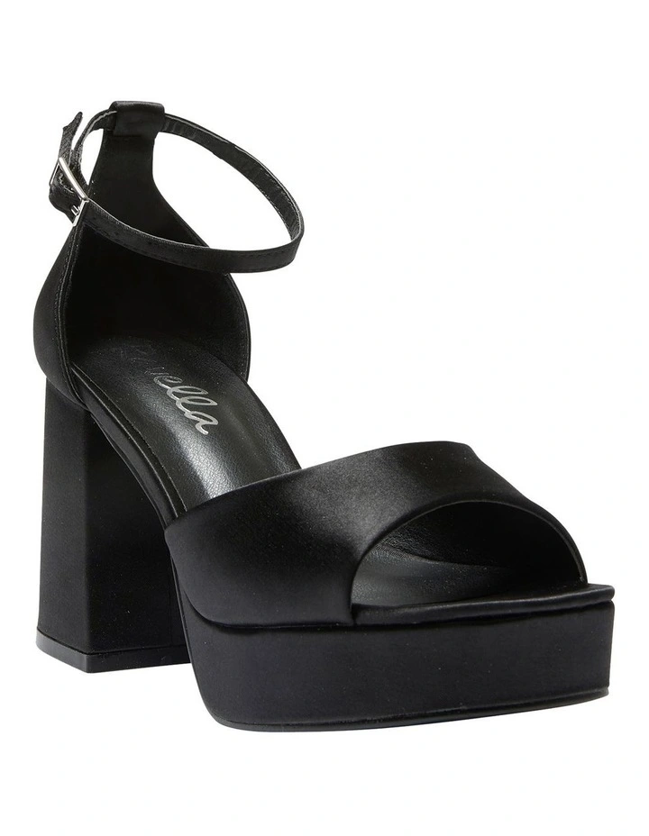 Crystal Satin Sandals in Black