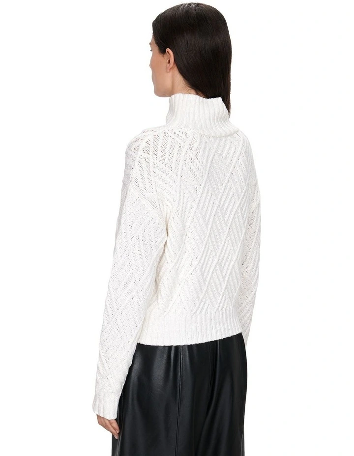 Chunky Merino Blend Sweater in Winter White