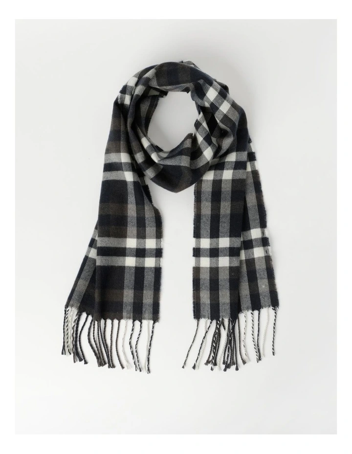 Woven Check Scarf in Navy