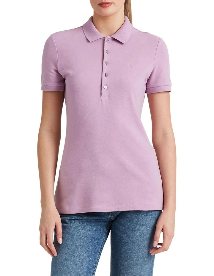 Pique Polo Shirt in Purple