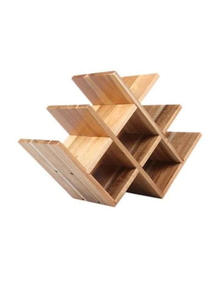 Natural Acacia Wood Tabletop Wine Rack 8 Bottle in Brown